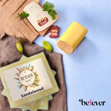 be1EVER Handmade Sandalwood Soap – Pack of 4 (100g Each) – Pure, Natural & Luxurious
