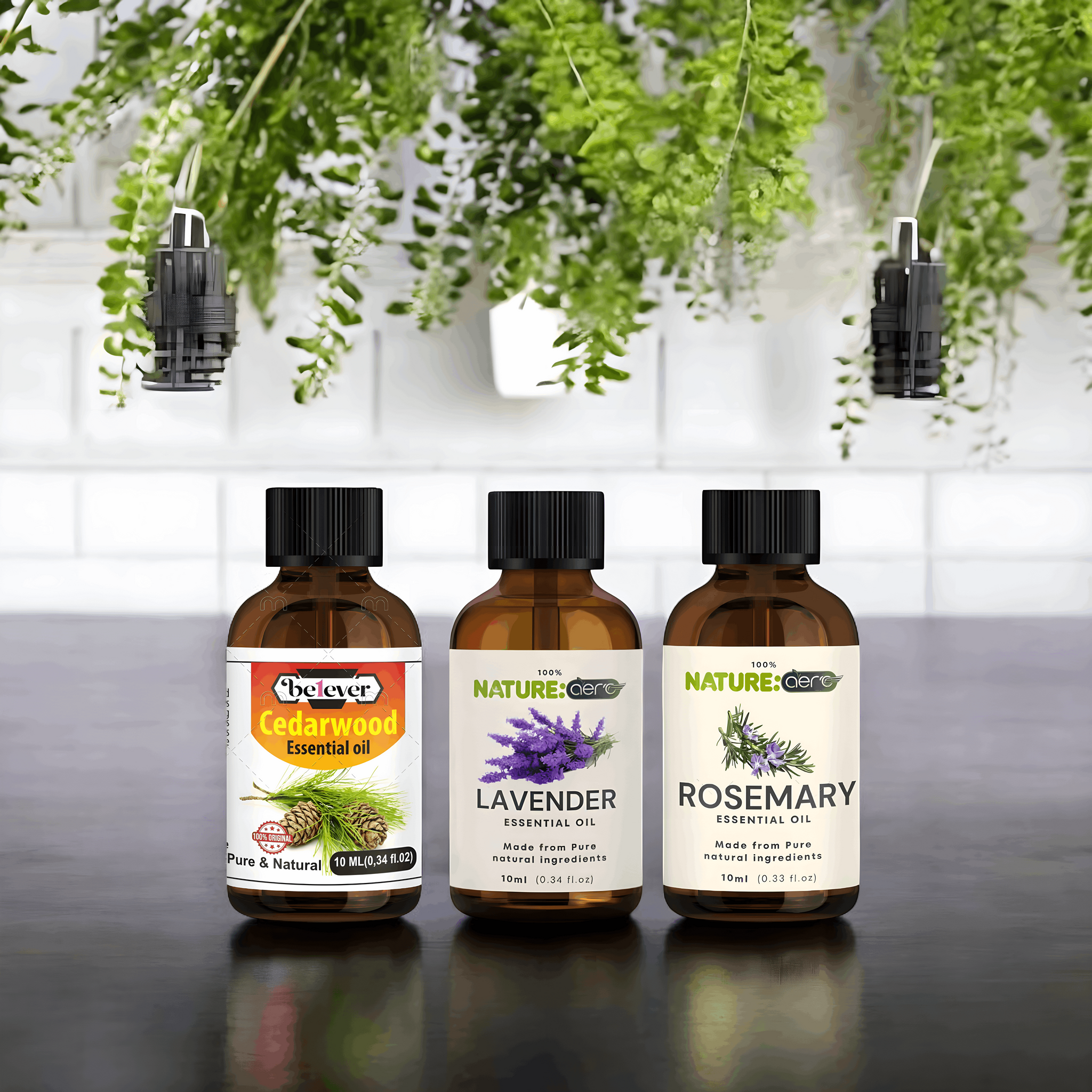Frizzy Hair Rescue – Essential Oil Trio for Hair Growth & Hair Fall Control Includes: Rosemary, Lavender & Cedarwood – 3 x 10ml